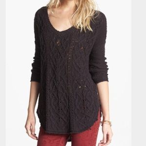 Free People Black Cross My Heart knit sweater